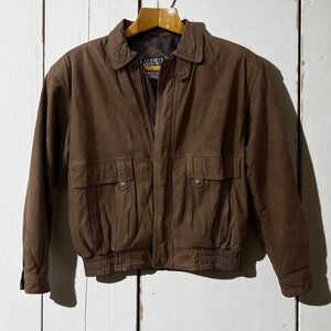 Vintage Current Editions Brown Genuine Leather‎ Moto Biker Bomber Jacket Size L